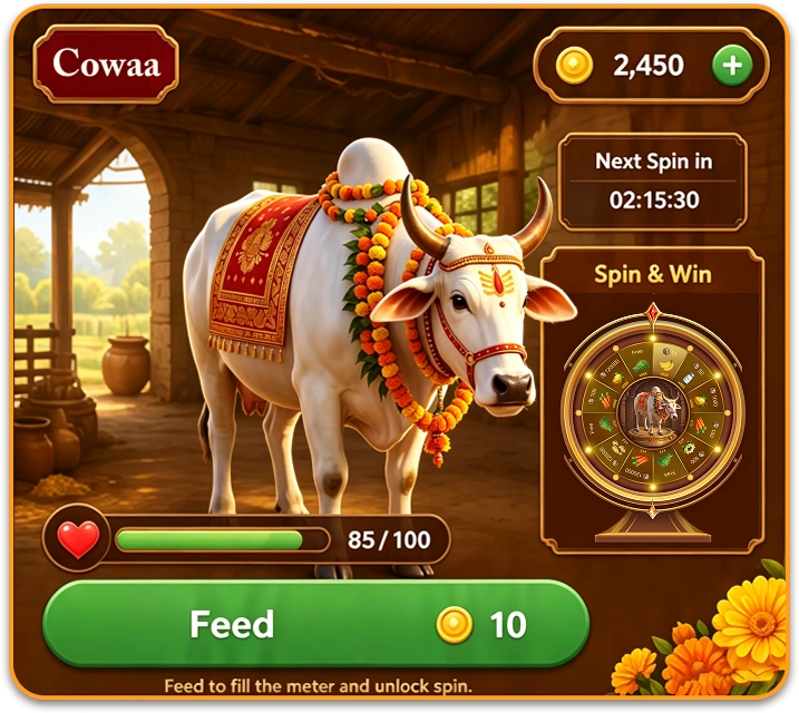 Virtual Cow Feeding Game Interface